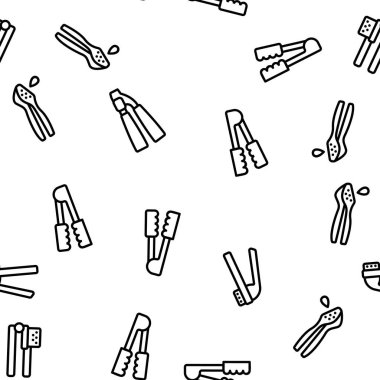 Sarımsak Baskısı Utensil Vektörü Kusursuz Desensiz İnce Çizgi Çizgisi ResmiComment