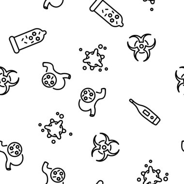 Enfeksiyon ve Hastalık Vektörü Kusursuz Şablon İnce Çizgi Çizgisi Çizimi