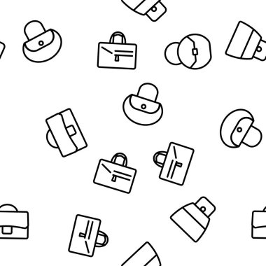 Kadın Torbası Aksesuar Vektörü Kusursuz Şablon İnce Çizgili Çizgi Çizimi