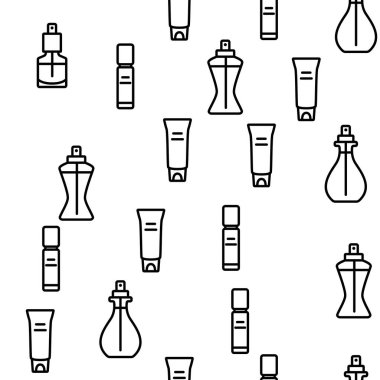 Parfüm Şişe Vektörü Kusursuz Desensiz Çizgi Çizgisi Çizimi