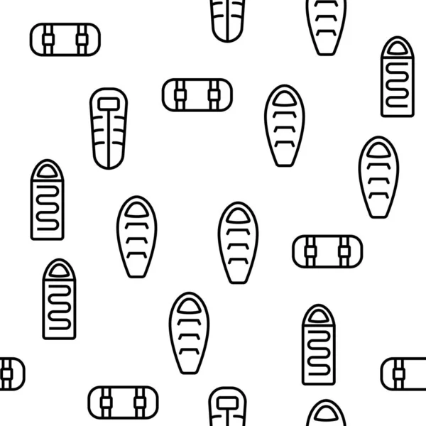 Sleeping Bag Accessory Vector Seamless Pattern Thin Line Illustration — 스톡 벡터