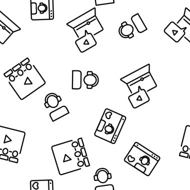 Canlı Video Vektörü Kusursuz Şablon İnce Çizgi ResimleriComment