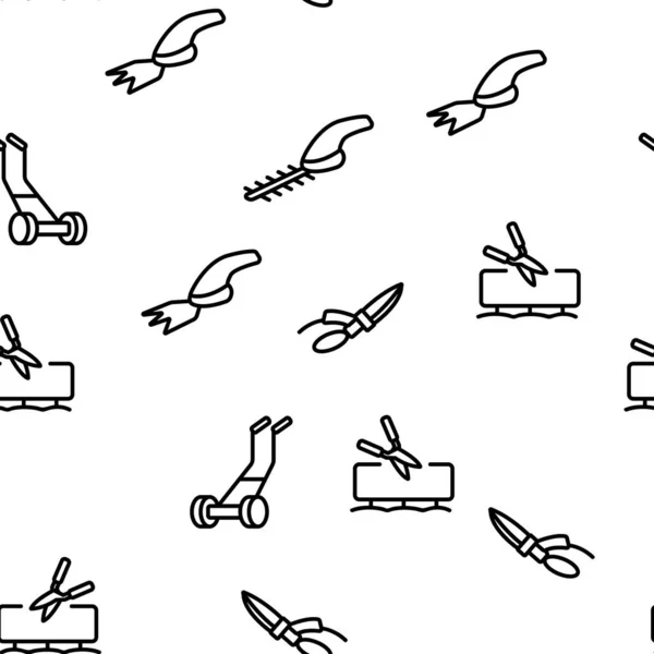 Lawn Mover Equipment Vector Seamless Pattern Thin Line Illustration — Stock Illustration Lawn Mover Equipment Vector Seamless Pattern Thin Line Illustration Stock Vector