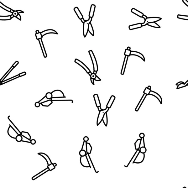 Lawn Mover Equipment Vector Seamless Pattern Thin Line Illustration — Stock Illustration Lawn Mover Equipment Vector Seamless Pattern Thin Line Illustration Stock Illustration