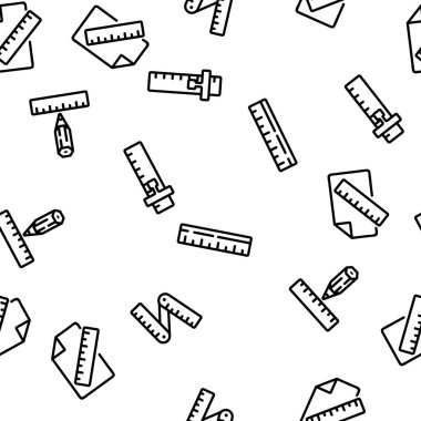 Cetvel Ölçme Aracı Vektörü Kusursuz Desensiz Şablon İnce Çizgi Çizgisi Çizimi