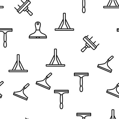 Pencere Vektörünü Temizlemek için Squegee Kusursuz Desenli İnce Çizgi Çizgisi Çizimi