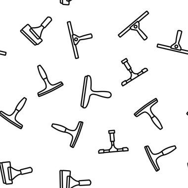 Pencere Vektörünü Temizlemek için Squegee Kusursuz Desenli İnce Çizgi Çizgisi Çizimi