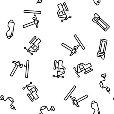 Marangoz Malzeme Vektörü Kusursuz Şablon İnce Çizgili Çizgi Çizimi