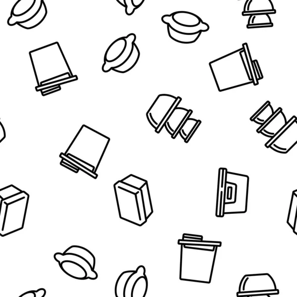 Lebensmittelbehälter Verpackungsvektor Nahtlose Muster Dünne Linie Illustration — Stockvektor
