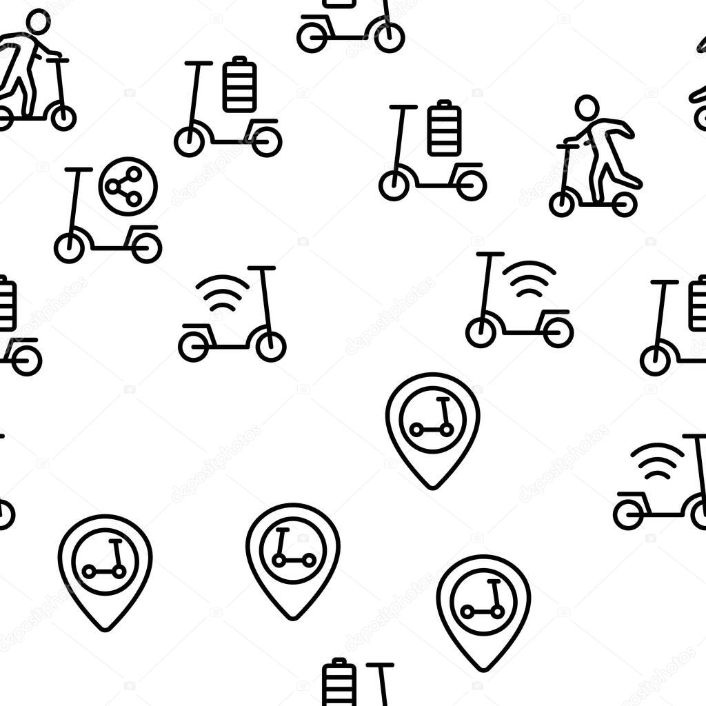 Scooter Sharing Rent Service Vector Seamless Pattern