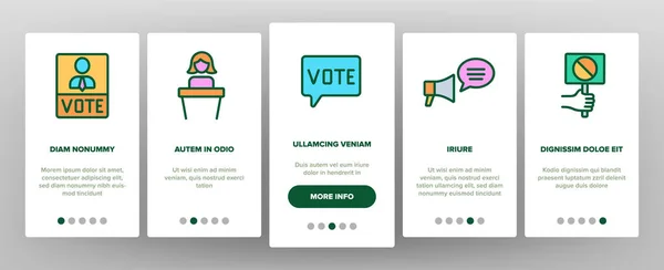 Elezione Politica Onboarding Mobile App Page Screen Vector Candidato Politico — Vettoriale Stock