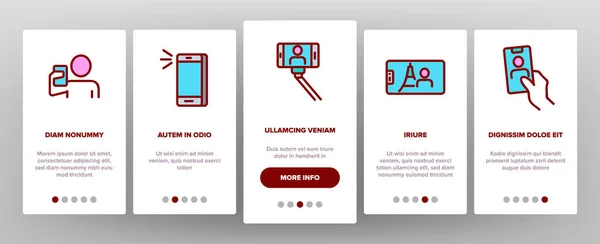 Selfie Photo Camera Onboarding Mobile App Page Screen Vector Nástroj — Stockový vektor