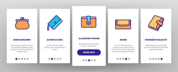 Wallet Accessoire Cash Onboarding Mobile App Page Screen Vector Portefeuille — Image vectorielle