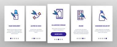 Okaliptüs Bitki Yaprağı Mobil Uygulama Sayfası Ekran Vektörü. Okaliptüs şekeri, sakız, hap ve içecek, sıvı ve krem paketleri.