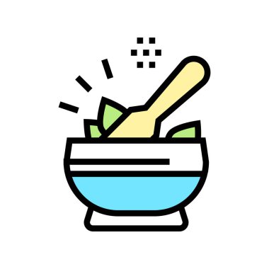 Baharat havan rengi ikon vektörü. Baharat havan tabelası. izole edilmiş sembol çizimi