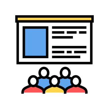 Toplantı konferans renk ikonu vektörü. Toplantı tabelası. izole edilmiş sembol çizimi