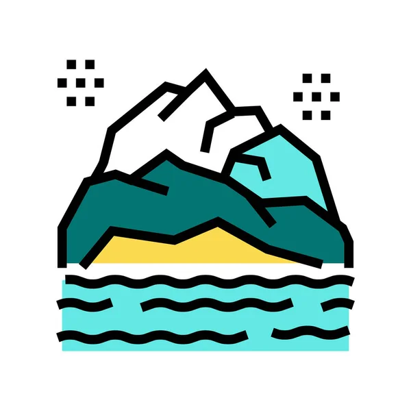 Berg Landskap Färg Ikon Vektor Bergslandskapsskylt Isolerad Symbol Illustration — Stock vektor