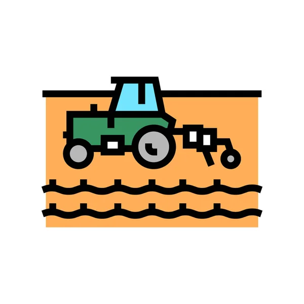 Tractor Working Field Color Icon Vector Tractor Working Field Sign — Stock Vector