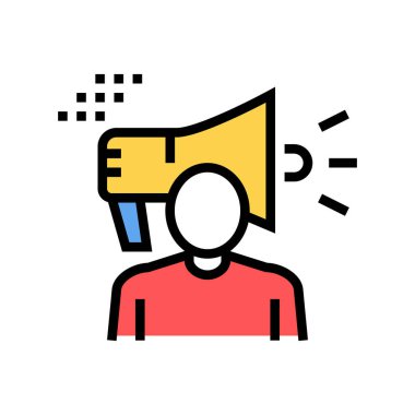 İnsan hoparlör renk ikonu vektörü. İnsan hoparlör işareti. izole edilmiş sembol çizimi