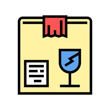 Kırılgan kutu renk ikonu vektörü. Kırılgan kutu işareti. izole edilmiş sembol çizimi