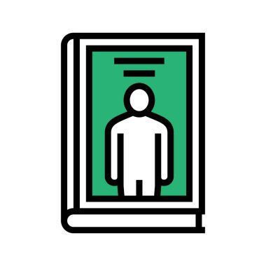 biyografi türü renk ikonu vektörü. Biyografi türü işareti. izole edilmiş sembol çizimi