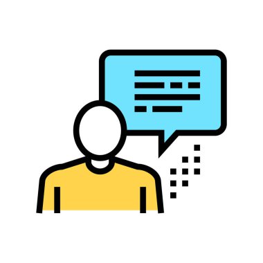 İnsan konuşan renk ikonu vektörü. Konuşan insan işareti. izole edilmiş sembol çizimi