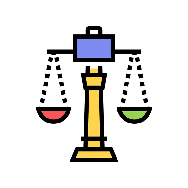 Giustizia Scala Vettoriale Icona Colori Segno Bilancia Giustizia Illustrazione Simbolo — Vettoriale Stock