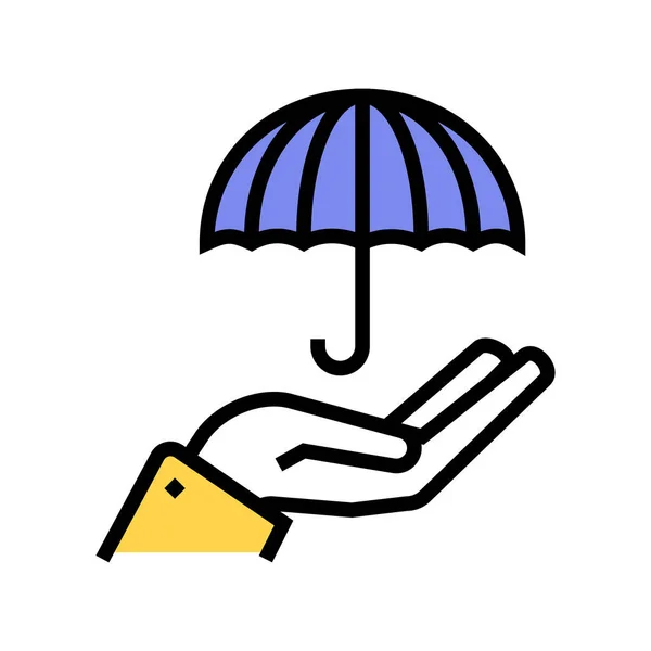 Зонтик Руке Защиты Дождя Цвет Иконки Вектор Зонтик Руке Знак — стоковый вектор