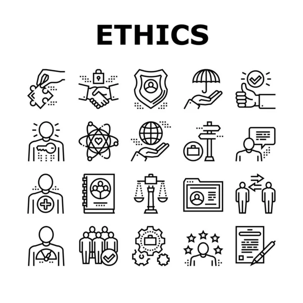 Business Ethics Moral Collection Icons Set Vector Социальная Этика Партнерство — стоковый вектор