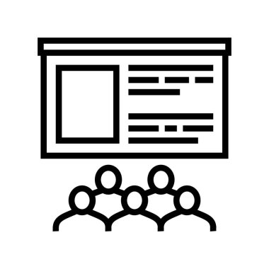 Toplantı hattı ikon vektörü. Toplantı tabelası. izole edilmiş çizgi simgesi siyah illüstrasyon