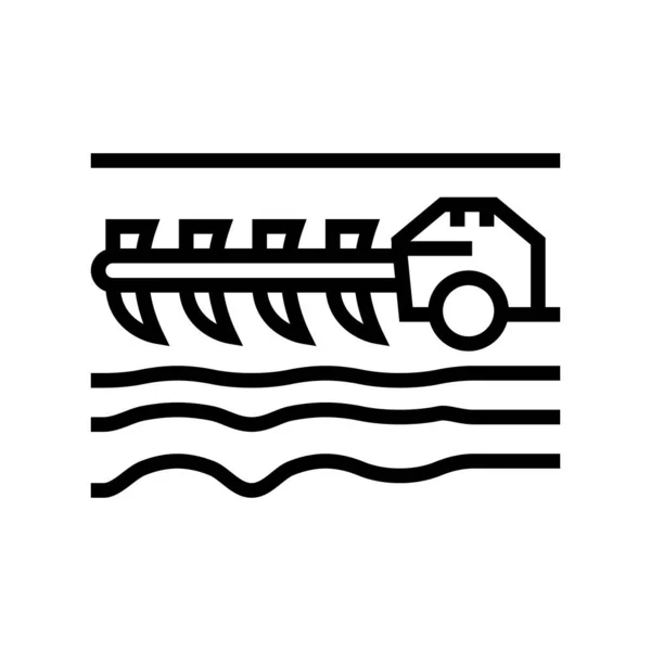 Landbouwtechincs Cultivator Lijn Pictogram Vector Landbouwtechnici Teeltteken Geïsoleerde Contour Symbool — Stockvector