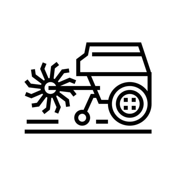 Cultivator Machine Lijn Pictogram Vector Teken Cultivator Machine Geïsoleerde Contour — Stockvector