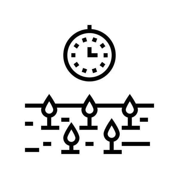 Temps Croissance Plante Ligne Icône Vecteur Temps Croissance Signe Végétal — Image vectorielle