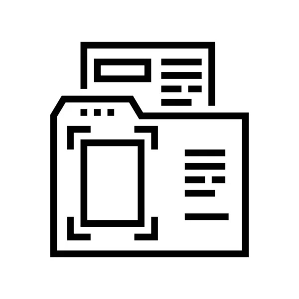 Document Dans Vecteur Icône Ligne Dossier Document Dans Signe Dossier — Image vectorielle