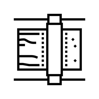 Tahta makine çizgisi ikon vektörü öğütülüyor. Tahta zımpara makinesi işareti. izole edilmiş çizgi simgesi siyah illüstrasyon