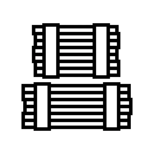 木制木板仓库线图标矢量 木制木板仓库标志 孤立的等高线符号黑色插图 — 图库矢量图片