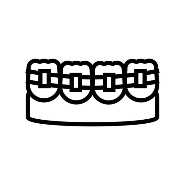 Dents Orthèses Ligne Icône Vecteur Signe Attelle Dentaire Symbole Contour — Image vectorielle
