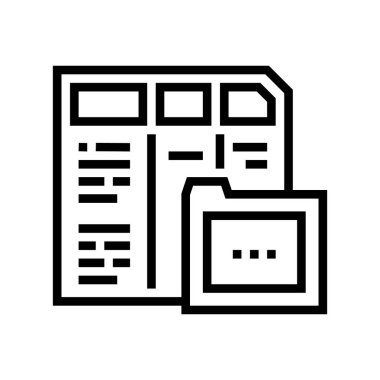 finansal rapor dizin çizgisi ikon vektörü. Finansal rapor klasörü işareti. izole edilmiş çizgi simgesi siyah illüstrasyon