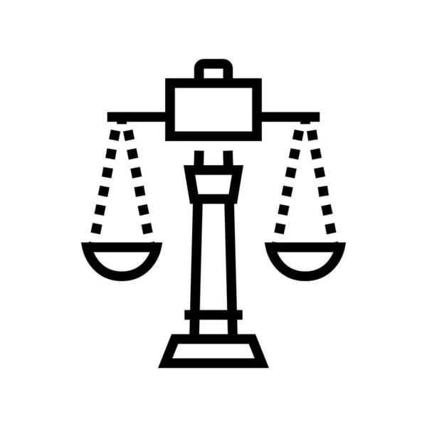 Justitie Schalen Lijn Icoon Vector Gerechtigheidsschalen Tekenen Geïsoleerde Contour Symbool — Stockvector