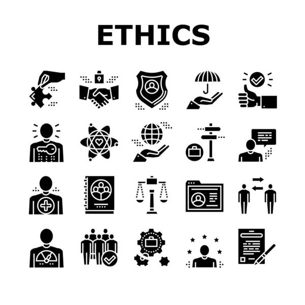 Business Ethics Moral Collection Icons Set Vector Социальная Этика Партнерство — стоковый вектор