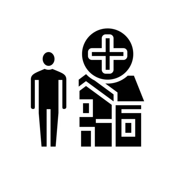 人类和房屋的租金字形图标矢量 人和房子的租金签署 孤立的等高线符号黑色插图 — 图库矢量图片