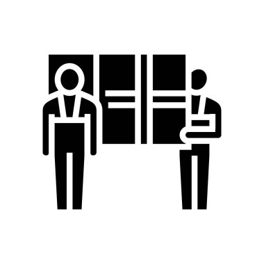 Kuryeler teslimat kutusu glyph ikon vektörü. Kurye teslimat kutusu işareti. izole edilmiş çizgi simgesi siyah illüstrasyon