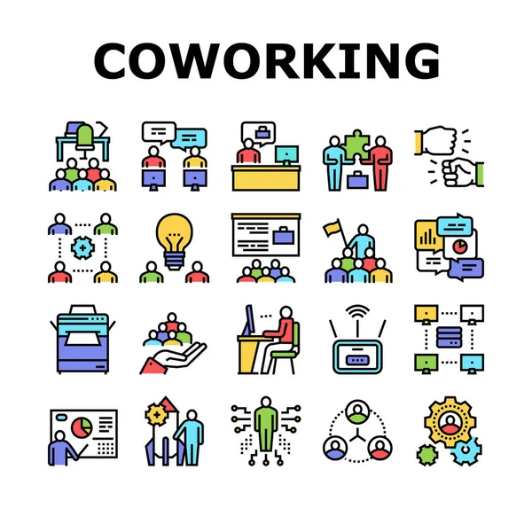 Coworking Service Collection Icons Set Vector Coworking Working Place Conference — Stock Vector