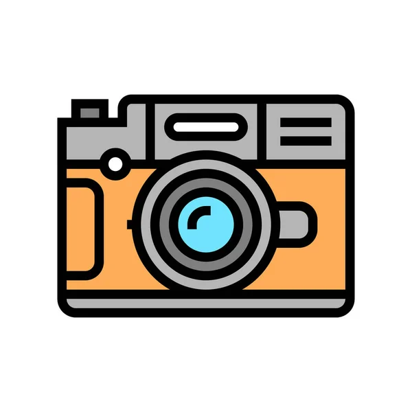 老式摄影相机彩色图标矢量 老式摄影相机的标志 孤立的符号说明 — 图库矢量图片
