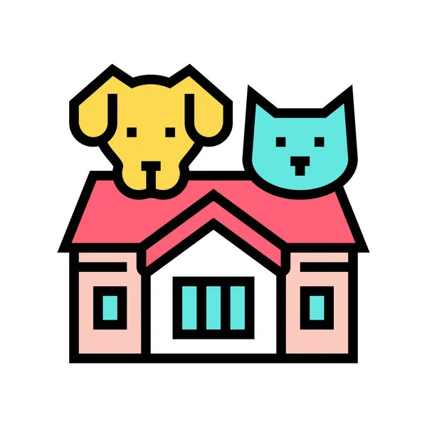 Casa Para Gato Cão Vetor Ícone Cor Casa Para Sinal —  Vetores de Stock