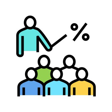 İş eğitmeni konferansı renk ikonu vektörü. İşletme eğitmeni konferans tabelası. izole edilmiş sembol çizimi