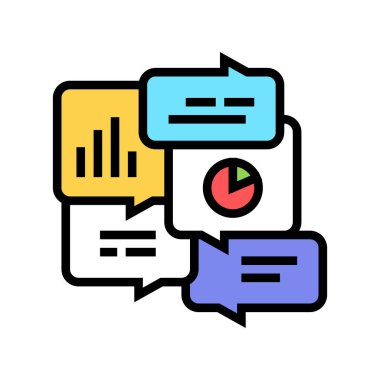 ofis görevleri renk simgesi vektörünü tartışıyor. Ofis görevleri imzayı tartışıyor. izole edilmiş sembol çizimi