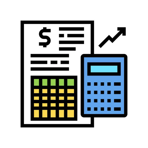 Rapport Financier Calculateur Couleur Icône Vecteur Rapport Financier Calculatrice Signe — Image vectorielle