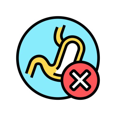 Gıda hazımsızlığı mide problemi renk ikonu vektörü. Gıda hazımsızlığı mide sorunu işareti. izole edilmiş sembol çizimi