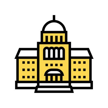 Adliye binası renk ikonu vektörü. Adliye binası tabelası. izole edilmiş sembol çizimi